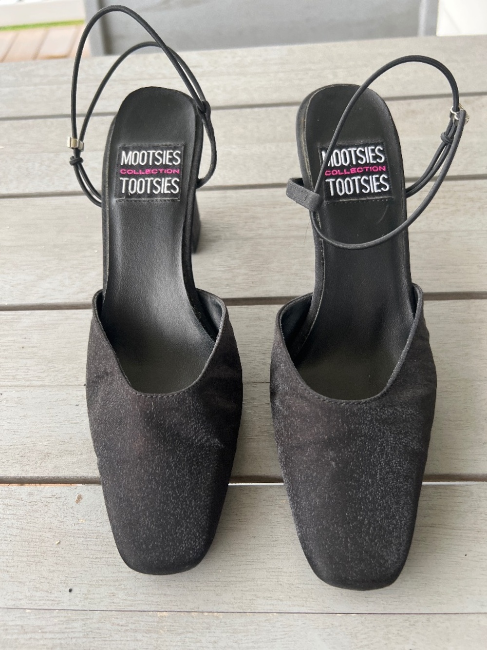 Charcoal Black Fabric Slingback Formal heels